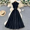 French Elegant Style Sleeveless Single-breasted Dress Women's Summer New Waist and Thin Long Dress Commuter Temperament