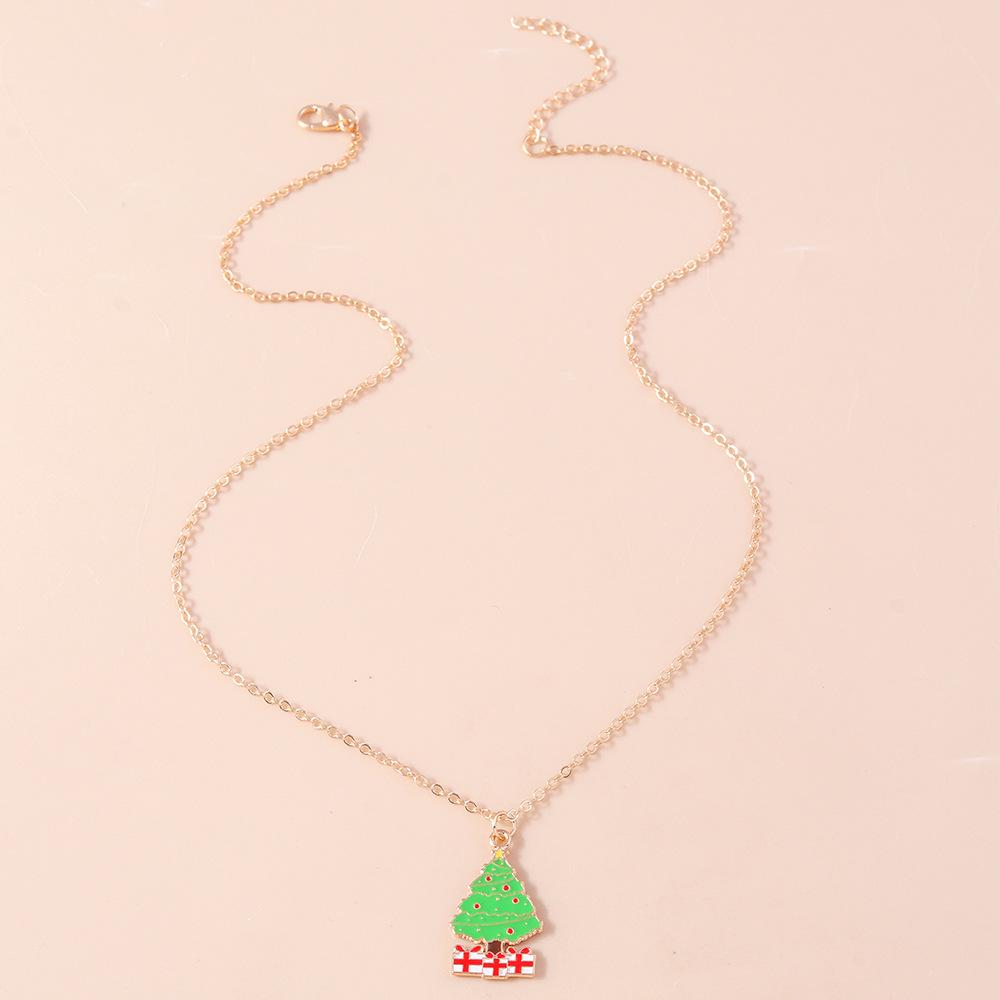 Trendy Christmas Necklace with Santa, Wreath, and Snowman Pendants