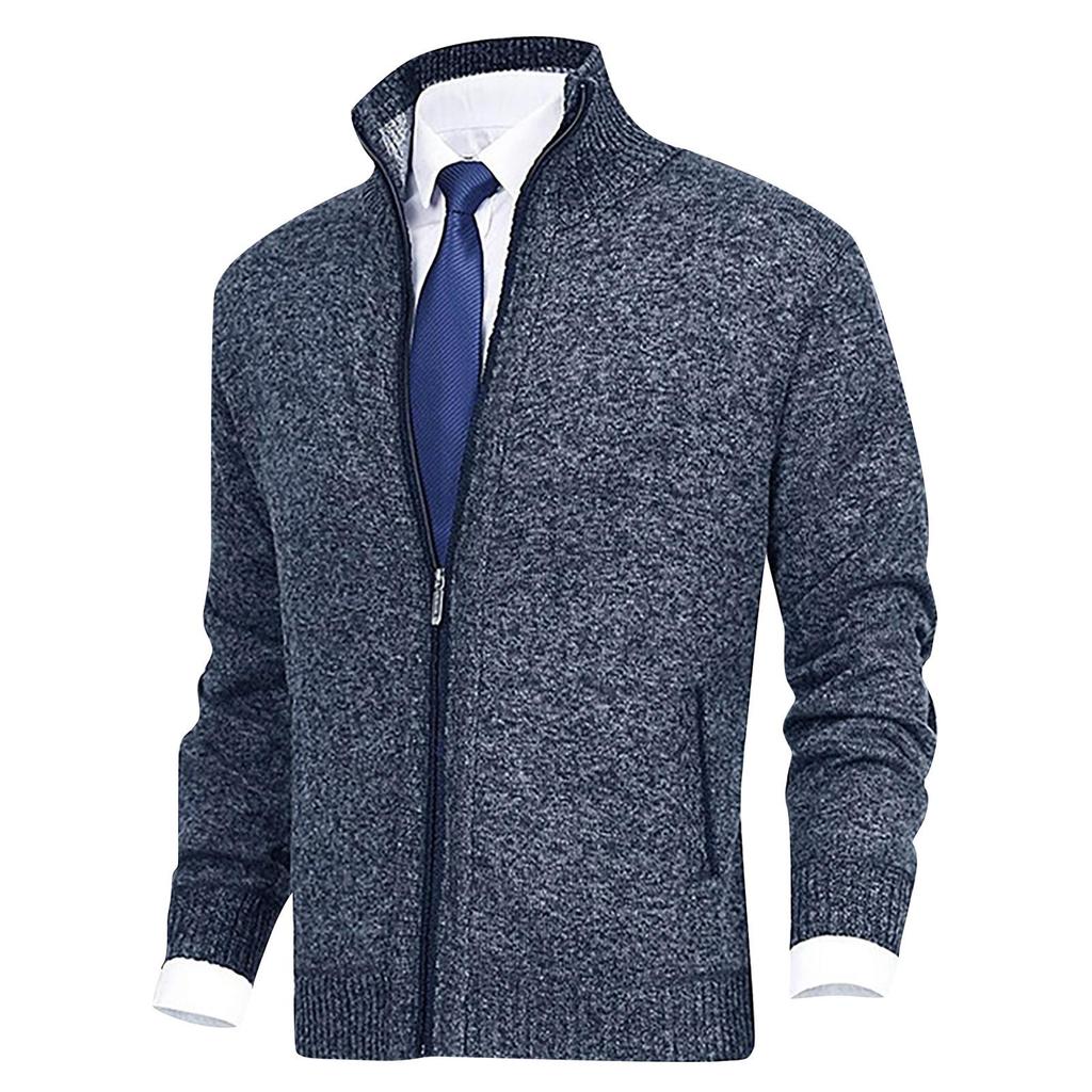 E inverno moda uomo cardigan caldo giacca maglione collo alto maglia cappotto