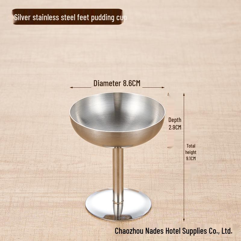 304 Stainless Steel Elevated Ice Cream and Dessert Cup, Silver Gold