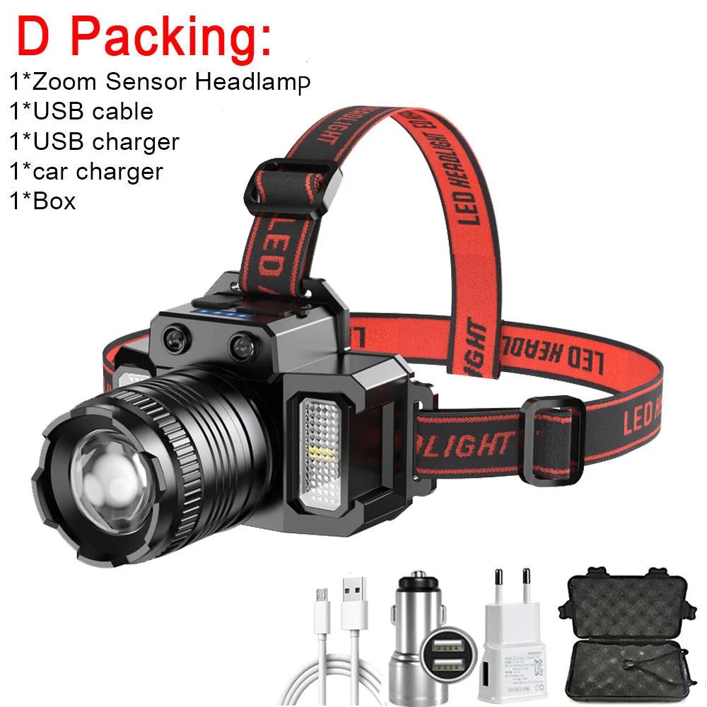 

Перезаряжаемый налобный фонарь T51, 2000 мАч, супер яркий фонарик, индукционный светодиодный фонарь, водостойкий, для кемпинга, мобильного аккумулятора, мигающий