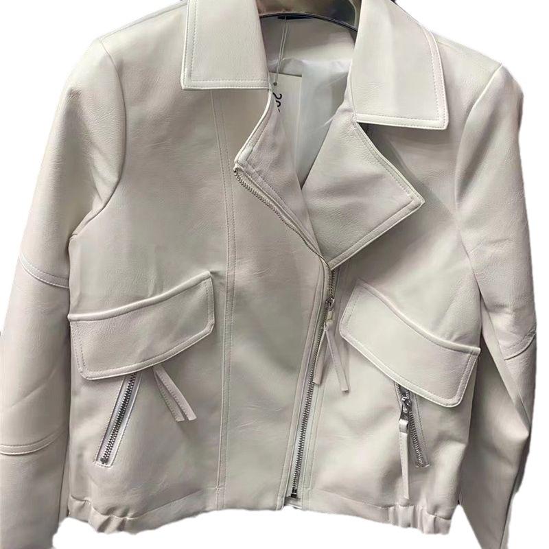 Leather Jacket Women's Short Style Autumn New Korean Style Temperament Suit Collar Loose Slimming Long Sleeve Versatile PU Leather Jacket
