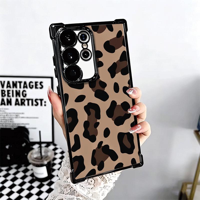 Leopard Print Trend Desgin Plating Phone Case For Samsung Galaxy S24 S25 FE S26 Edge S23 Ultra S22 S21 Plus S20 Anti-Fall Airaba