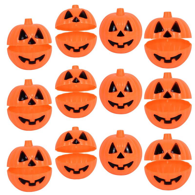 6/12pcs Halloween Plastic Pumpkin Storage Mini Fillable Pumpkin Container Candy Rack Container for Halloween Thanksgiving Mini Props