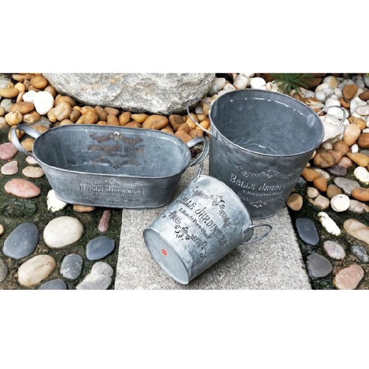 Blumentopf Pflanzgefäß Eimer Metallkübel Blumentöpfe Hochbeete Bauernhaus Pflanzkübel Gartenpflanzer