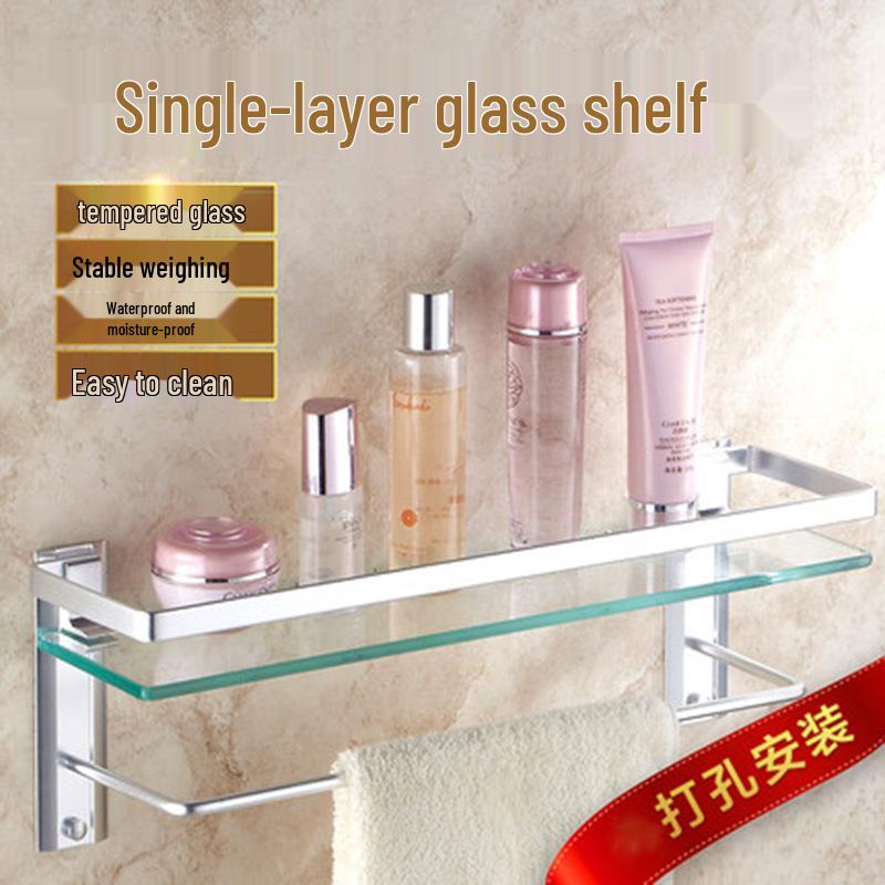 60cm Badezimmer Glasregal & Spiegelhalter – Einzelne Ebene