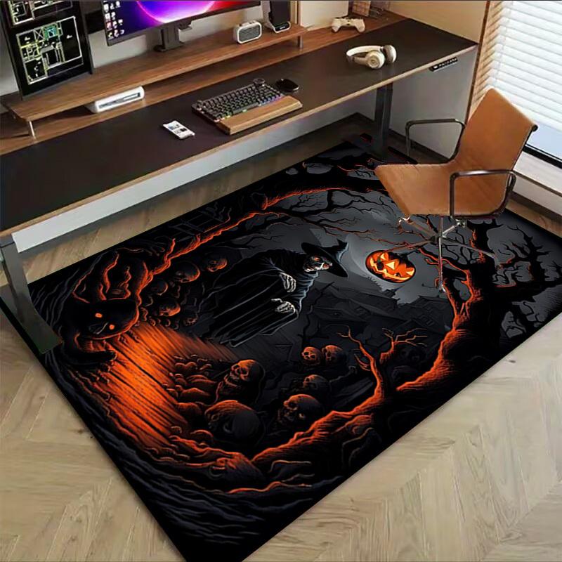 1pc Halloween Spooky Carpet Anti Slip Polyester Floor Mat for office.Bedroom