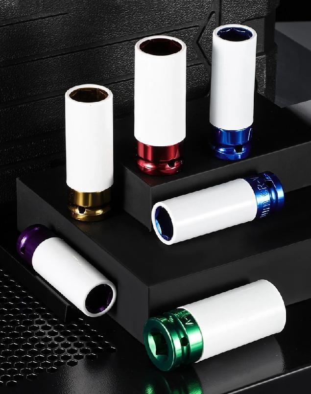 1/2 Inch 15-27mm Drive Wheel Drive Lug Nut Impact Socket Set Thin Wall Deep Impact Socket Set Plastic Protector Sleeve Lug Nut