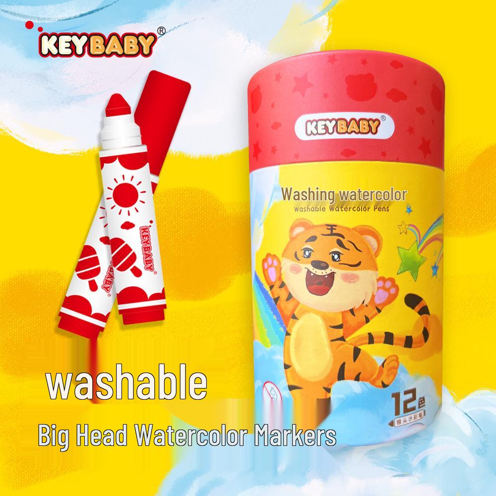 12-Color Non-Toxic Washable Watercolor Brush Pens for Kids