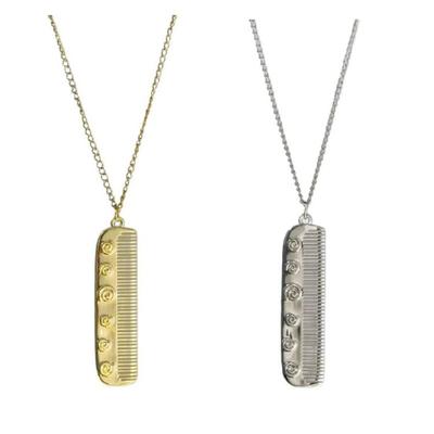 Trendsetting Hair Comb Sturdy Steel Pendant Necklace Portable Jewelry Accessory with Stylish Styles Elegant Designs