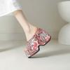 Krazing Pot Mules Polyurethane Spring Summer Size 43 Size 42 Summer Prints Skin Women Platform Women Peep Toe Slip On Sandals