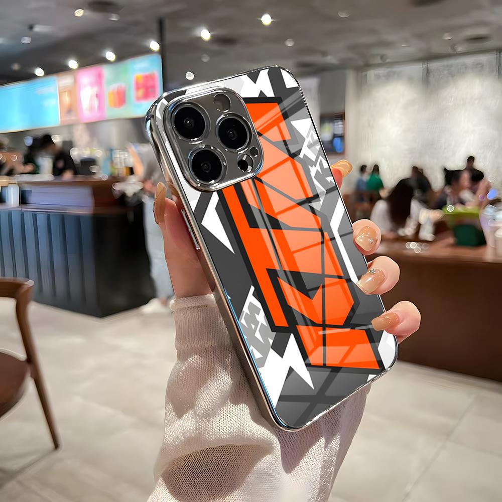 Motorcycle Racing K-KTMES Phone Case For IPhone 17 Pro Max 15 Pro 16 14 Plus 12 13 Mini 11 Pro Shockproof Electroplated Glass Co