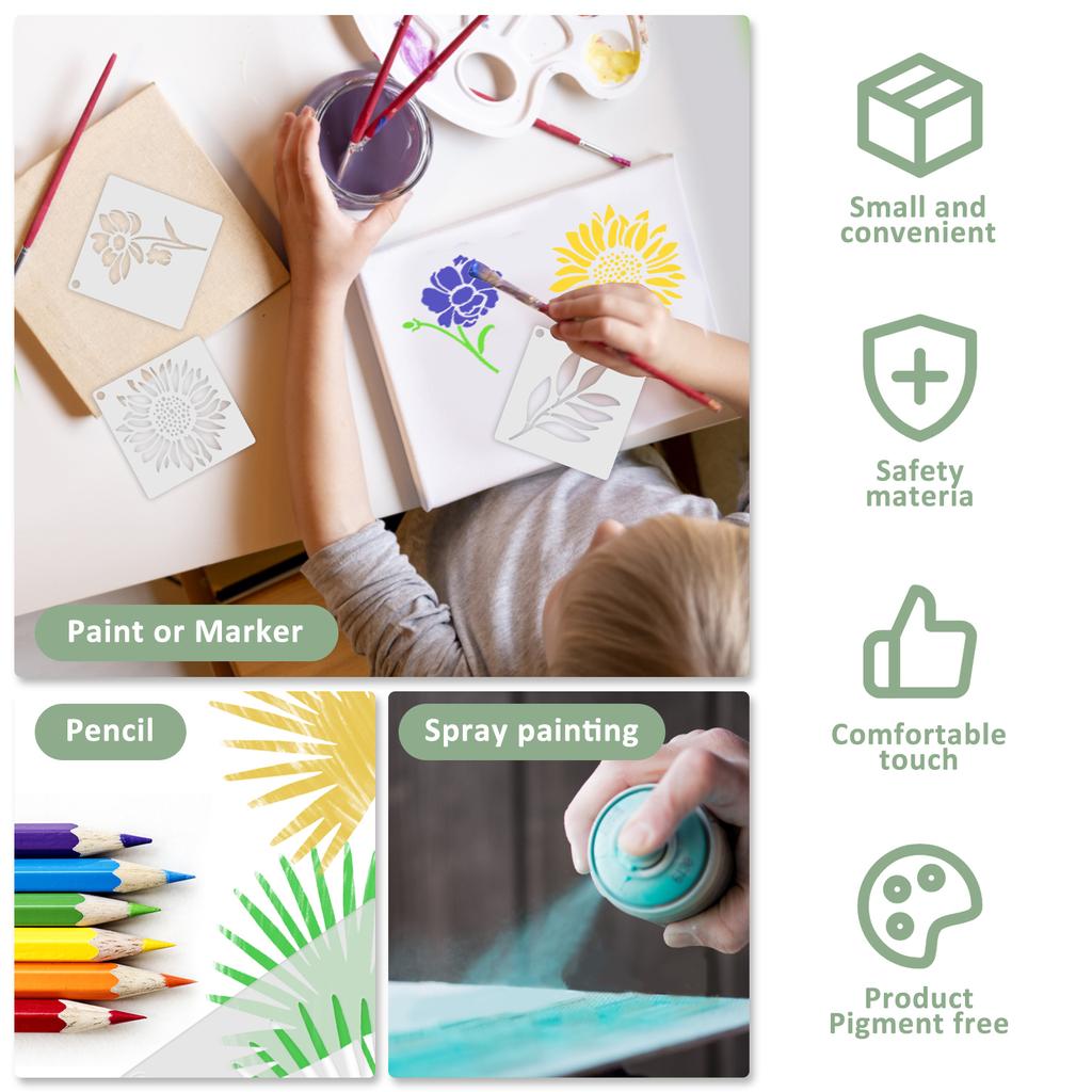 60Pcs Bird Floral Painting Stencil DIY Art Templates for Furniture Walls Floors Glass Windows Indoor Outdoor Decor Craft Supplie