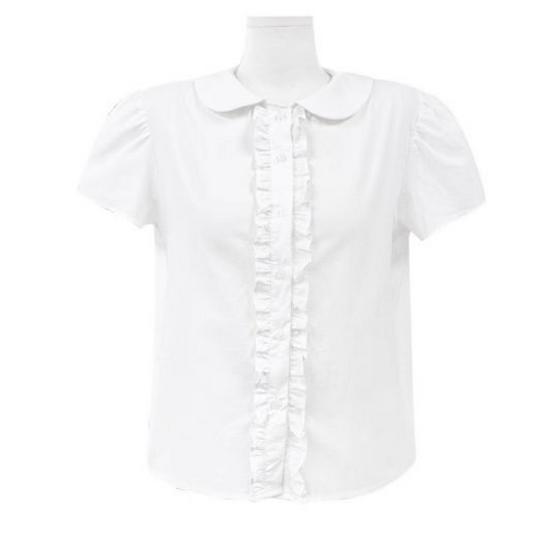 2025 Summer Cute Doll Collar Lace Short Sleeve Top - Versatile Fashion Sweet Wear Large белый