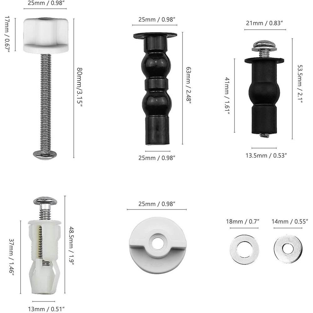 Toilet seat hinge fixing parts, 5 pairs of rubber expandable screws hinges for toilet lid