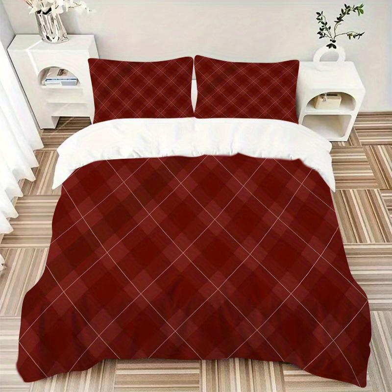 3Pcs Red Background Printed Bedding Set, Breathable And Soft, Machine Washable, Christmas Gift, Suitable for Bedroom Decoration, 15183