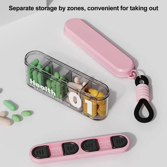 Portable Sealed Pill Organizer Small Medicine Box with 4 Compartments Waterproof Daily Pill Case for Travel Dustproof Tablet Box