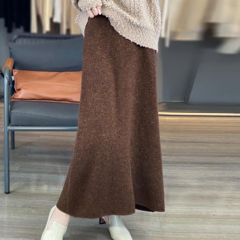 Women s High-Waist Polka Dot Wool A-line Midi Skirt for Autumn/Winter Medium