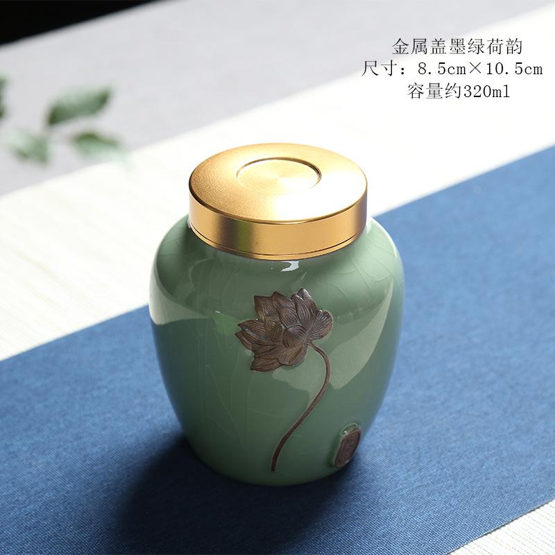 

Креативная керамическая банка для чая Лотос , керамическая банка Волна , влагонепроницаемая герметичная бутылка для хранения, бытовая банка для хранения конфет большой емкости, для дома