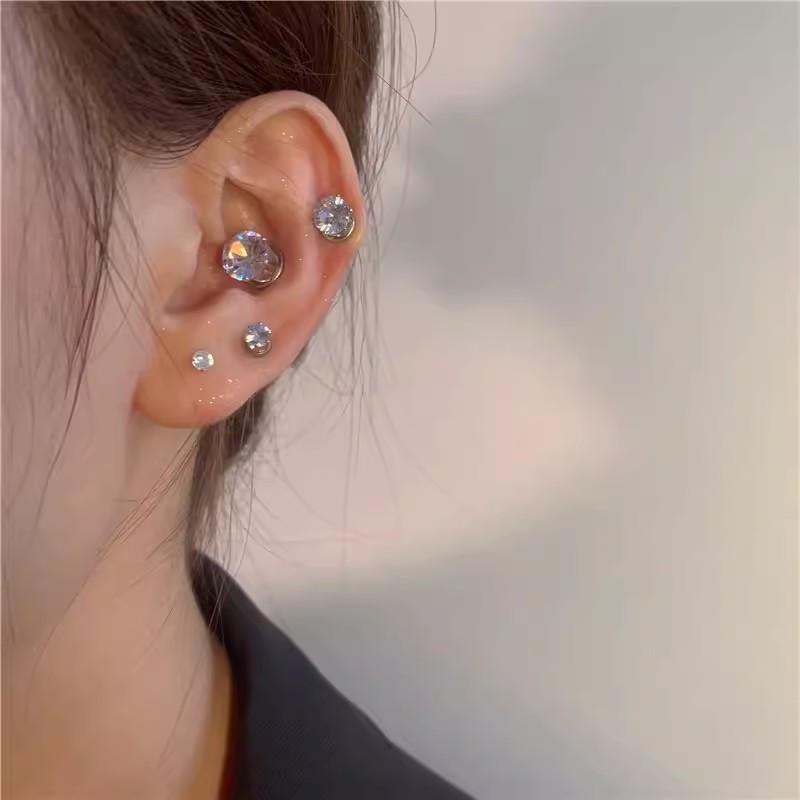 LATS Unisex Magnetic Clip Earrings for Women Six Claw Zircon Non-Piercing Ear Cuff Daily Jewelry Accessories Party Gift