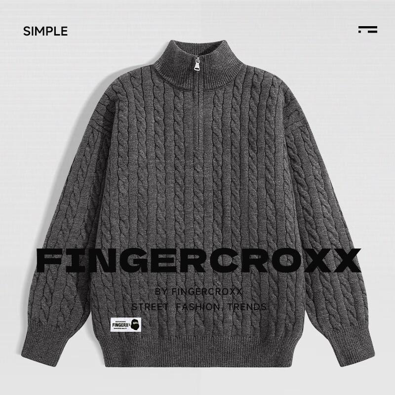 Fingercroxx Pullover mit halbem Reißverschluss im japanischen Stil