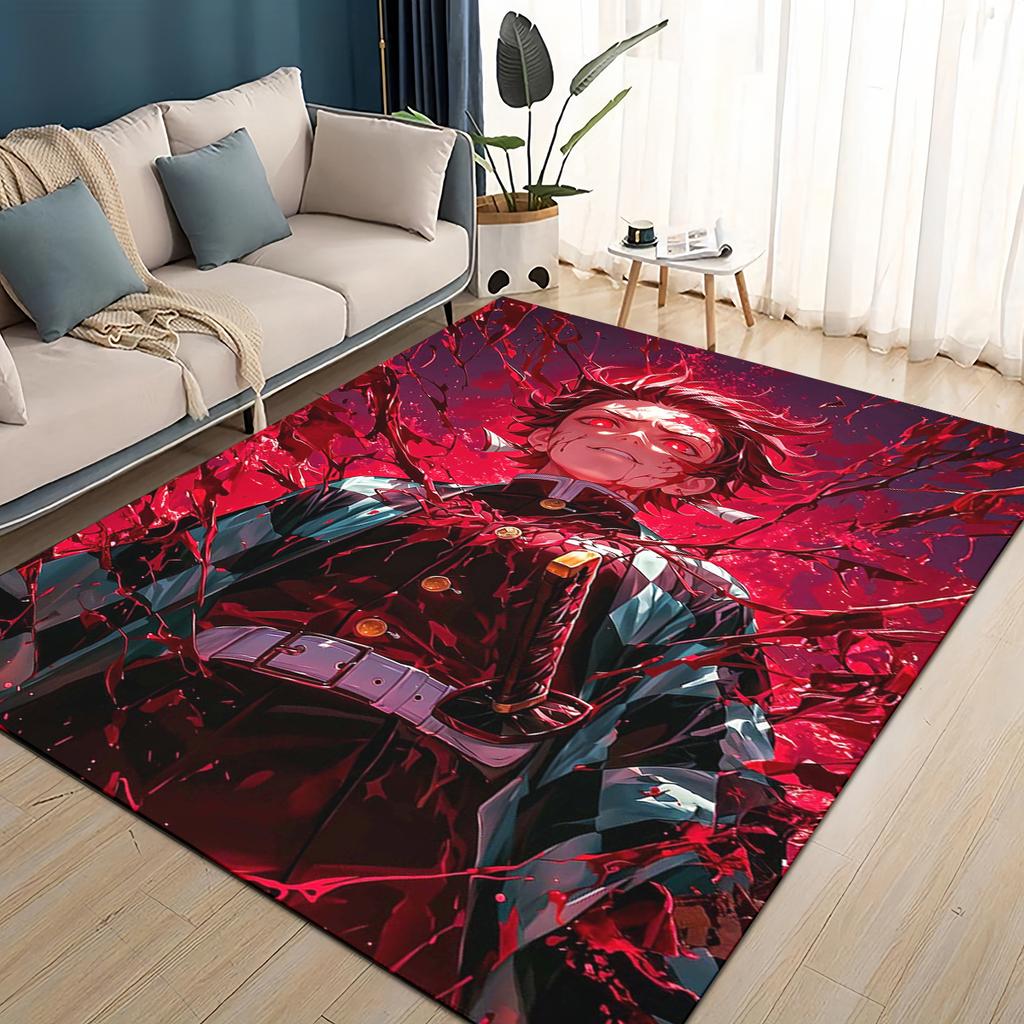 27 Style Demon S-Slayer Cartoon Kamado Nezuko Anime Carpet Rug for Living Room Bedroom Home Sofa Decoration,Non-slip Floor Mat