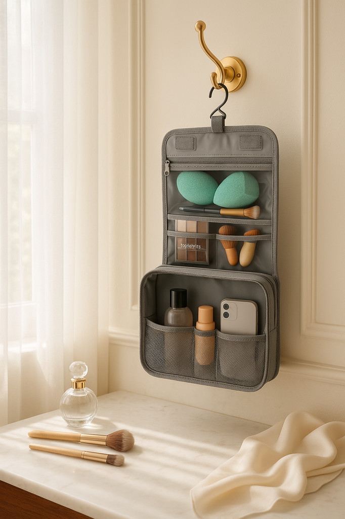 DUcare Faltbare Make-up-Tasche zum Aufhängen, für Reisen, Kosmetik-Organizer, Trocken- und Nass-Trenntasche für Kosmetik, Make-up-Pinsel, Toilettenartikel