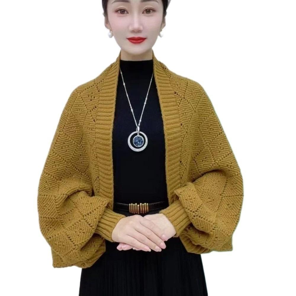 Loose Fit Women Cardigan Hollow Out Shawl Cardigan Scarf Style Bridal Neck Wrap  Elegant Style жёлтый