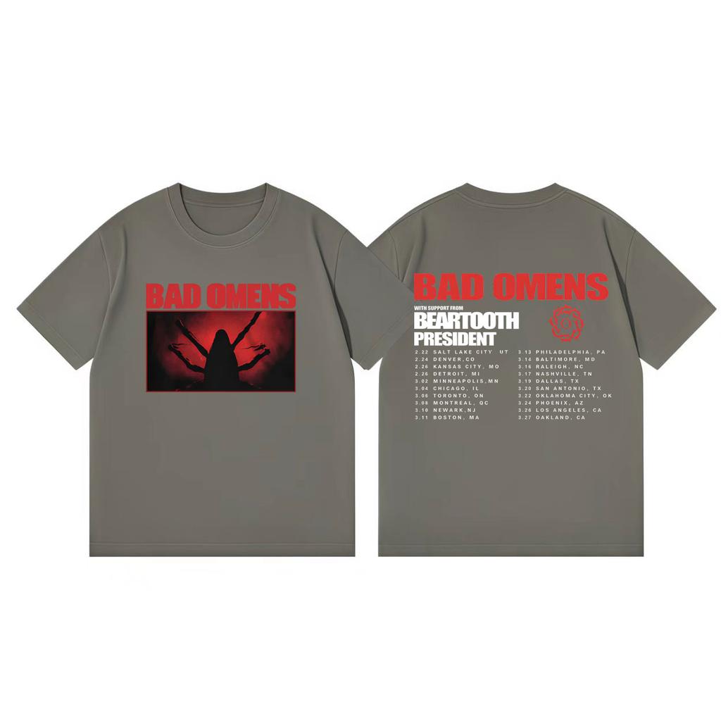 Bad Omens Tour 2026 Koszulki Merch Mężczyźni Kobiety Odzież Moda Koszulka Rockowa Letnia Codzienna Luźna Koszulki z Krótkim Rękawem Streetwear