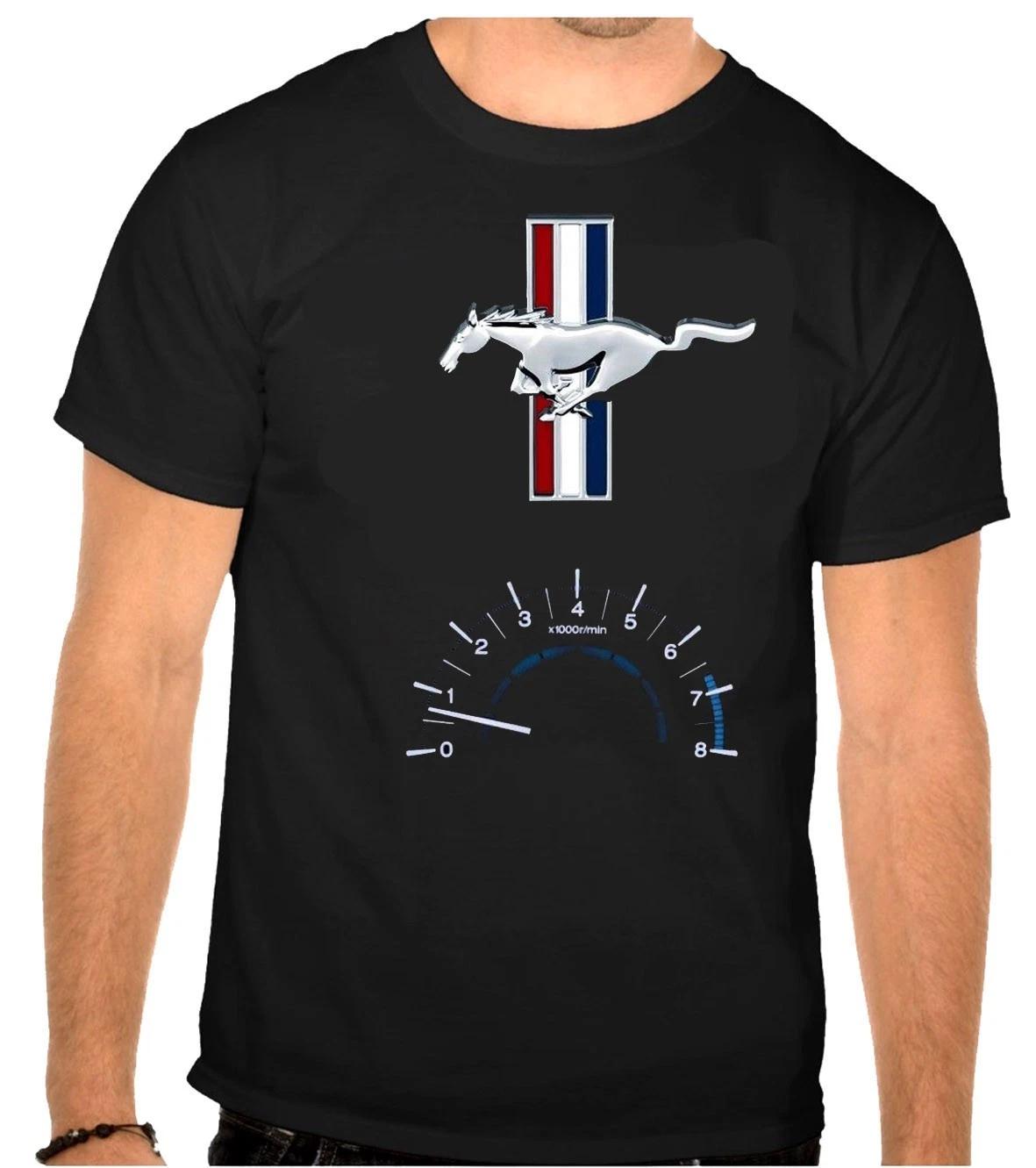 Ford Mustang Speedometer Car Logo Black T-Shirt -1271- 2XL