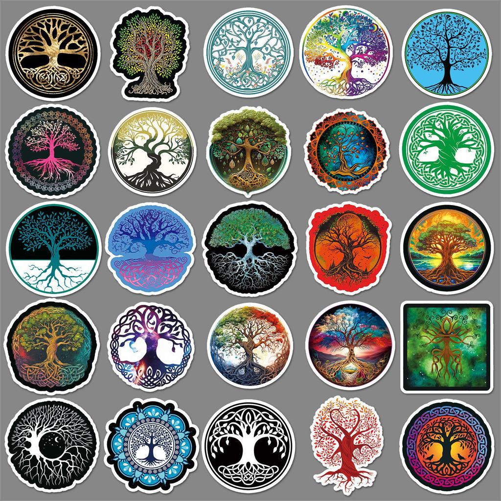 Life Tree Graffiti Stickers: 50 Creative Totem Designs for Journals, Phone Cases, Suitcases