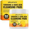SilkyShark Turmeric Kojic Acid Cleansing Pads 50 Pack Facial Radiance Dark Spot Exfoliator 350ml