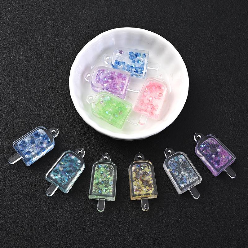 Artworks Handicrafts Glow-in-Dark Resin Ice Cream Pendant Transparent Simulation Keychain DIY Craft Decor Accessories