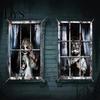 Festive Scene Layout 2Pcs Halloween Horror Window Clings, 80x120cm Spooky Ghost Skeleton Decorative Balcony Stickers Decal for Glass, Haunted