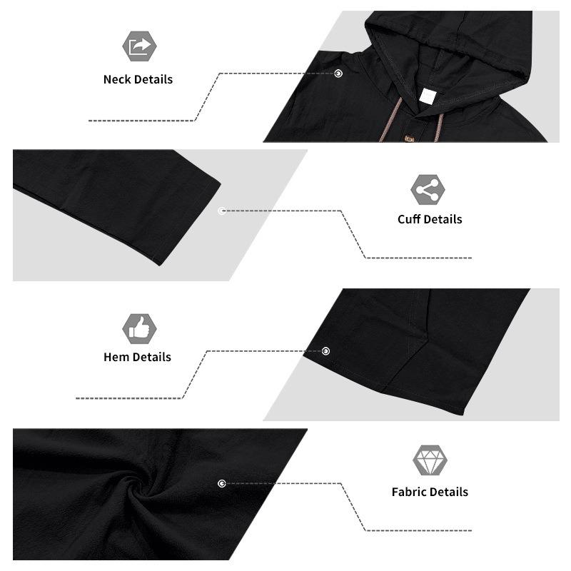 Men's Loose Hooded Henley Long Sleeve Casual Shirt.