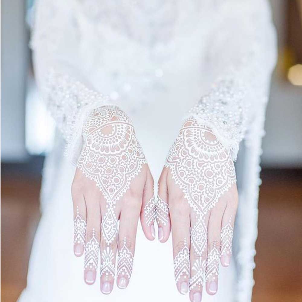 White Lace Arm flower Waterproof Body Art Temporary Tattoos Henna Stickers Tattoo Sticker Simulated