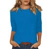 Top Casual a Colore Unico da Donna con Scollo a O e Maniche a Tre Quarti