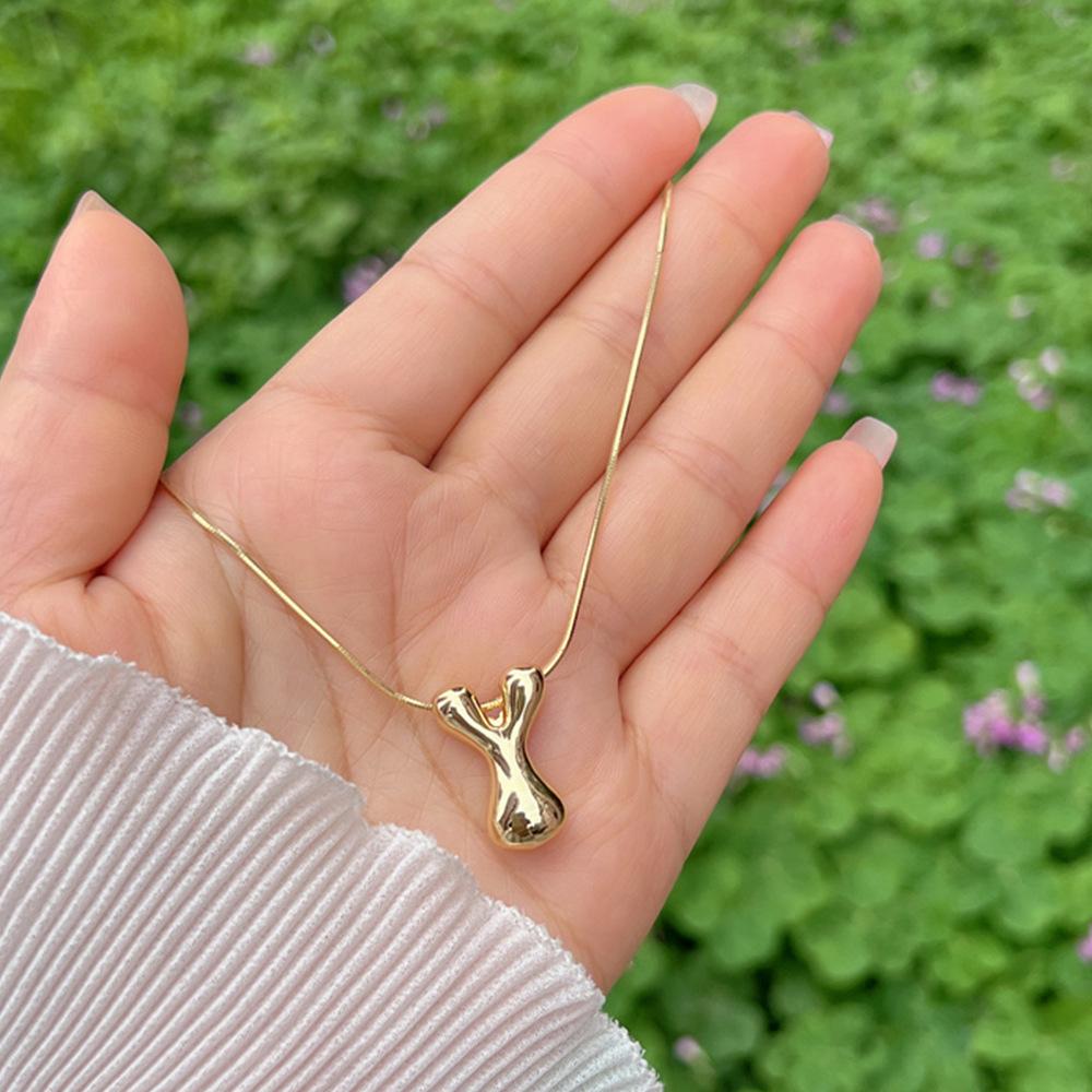 18K Gold Copper-Plated A-Z Balloon Bubble Alphabet Pendant Necklace, 2024 Stylish Glossy Design.