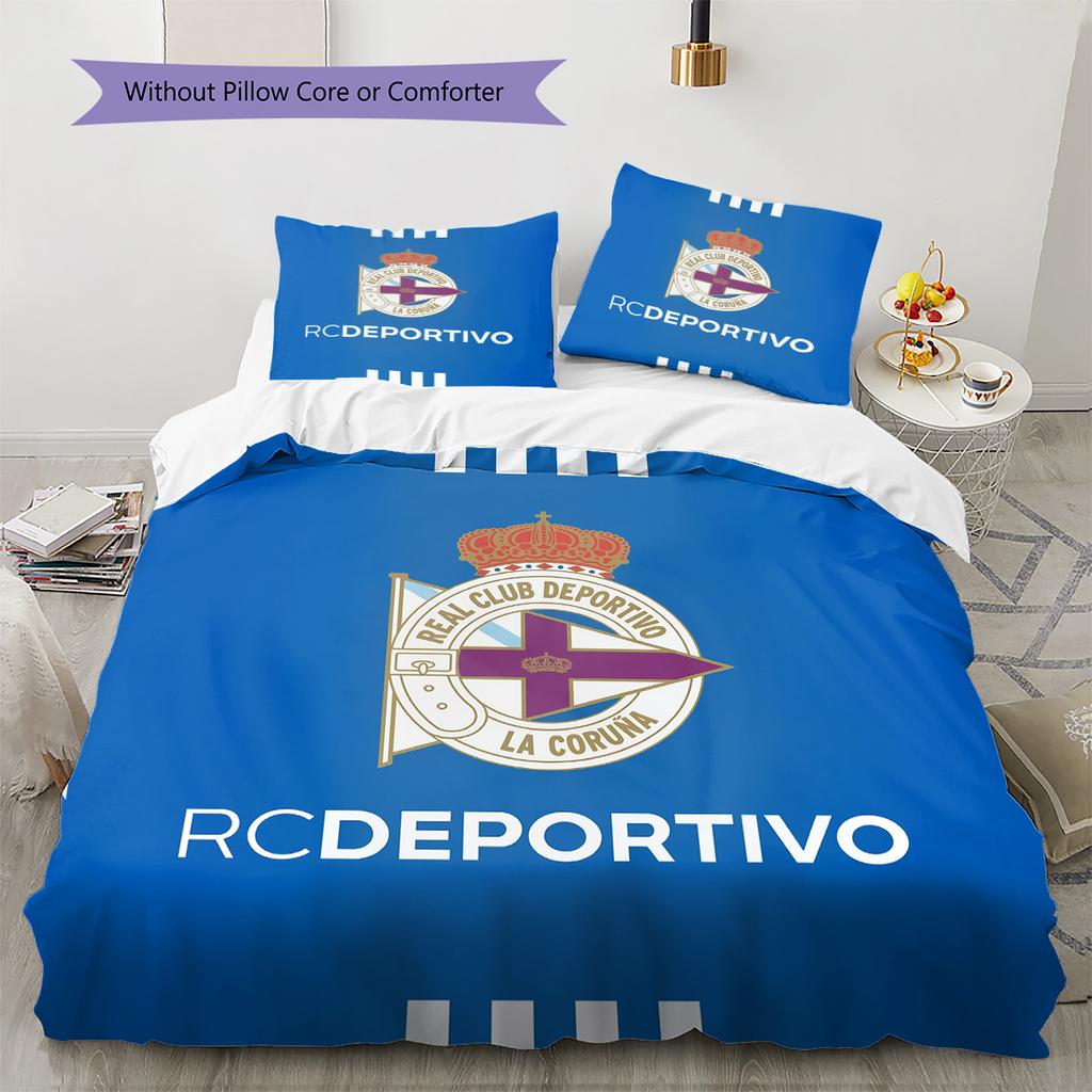 Deportivo de La Coruña Set Copripiumino con Fantasia Decorazione per la Casa Regalo (1 * copripiumino + 2 * federe senza imbottitura)