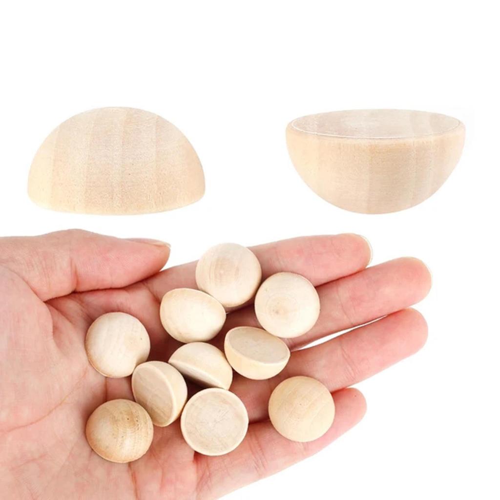 100Pcs Unfinished Half Wooden Beads for Paint DIY Projects Tiered Tray Decor