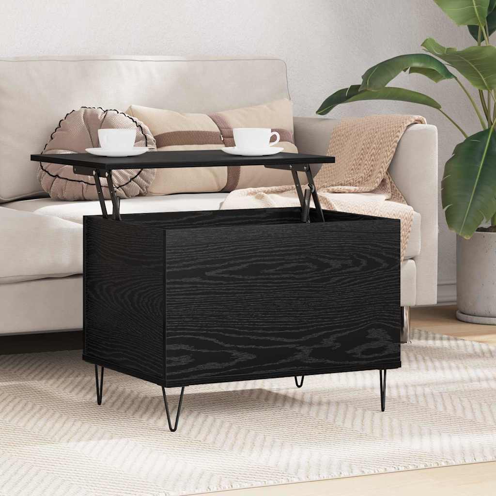 Coffee Table Black Oak Effect 60 X 44.5 X 45 Cm Wood Based Material