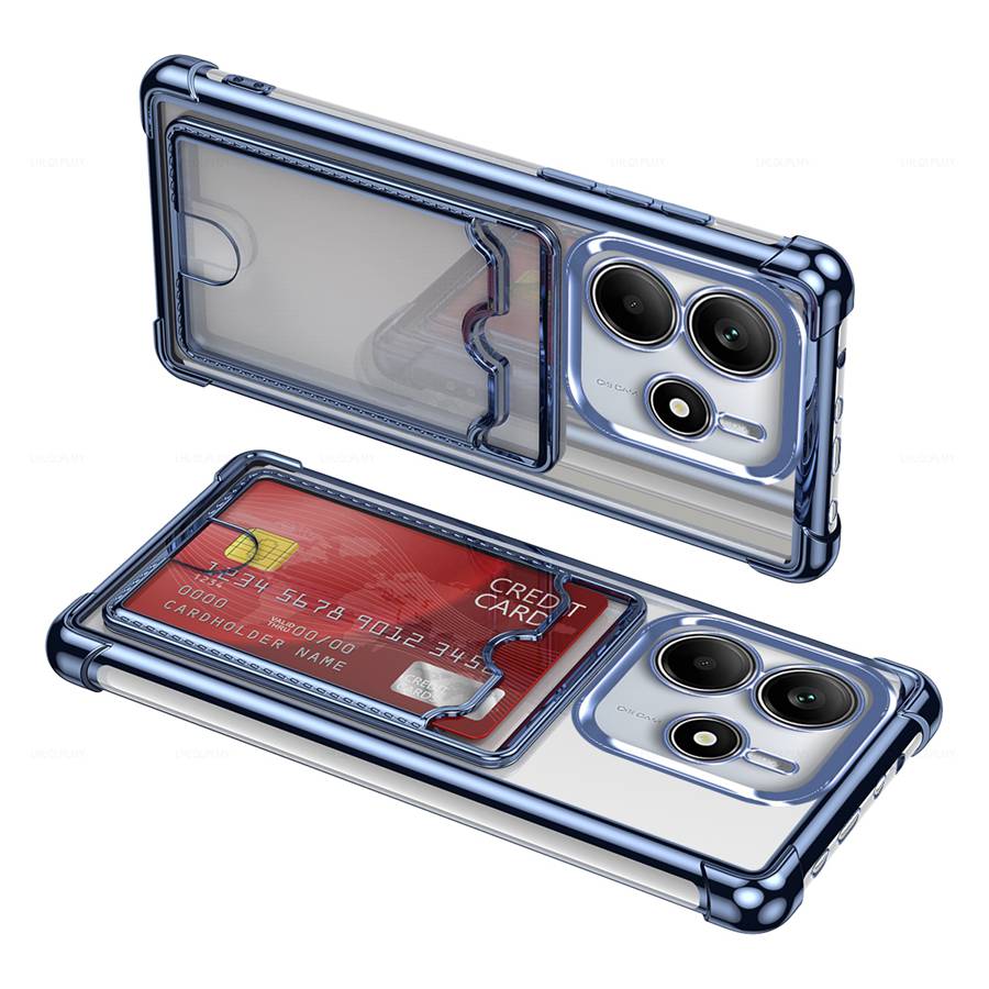 Galvanisiert Stoßfest Silikon Transparent Hülle Für Xiaomi Redmi Note 14S 12S 11S 14 5G 11 12 13 Pro Plus 14C 12T 11T 13T 14T Poco X5 M6 X6 C75 C65 Kartenabdeckung