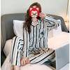 Couple Student Pajamas Ladies Artificial Ice Silk Thin Lapel Long-sleeved Long Pants Spring and Autumn Summer Homewear Cartoon