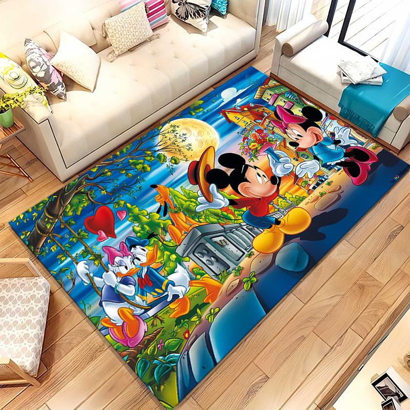 Cartoon Mickey Minnie Mouse Donald Duck Living Room Non-Slip Area Rug Soft Carpet for Bedroom Playroom Sofa,Home Decor Doormat