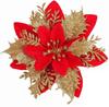10PCS Christmas Flowers Glitter Artificial Poinsettia Floral Xmas Tree Ornaments DIY Garlands Home Wedding Party Decor