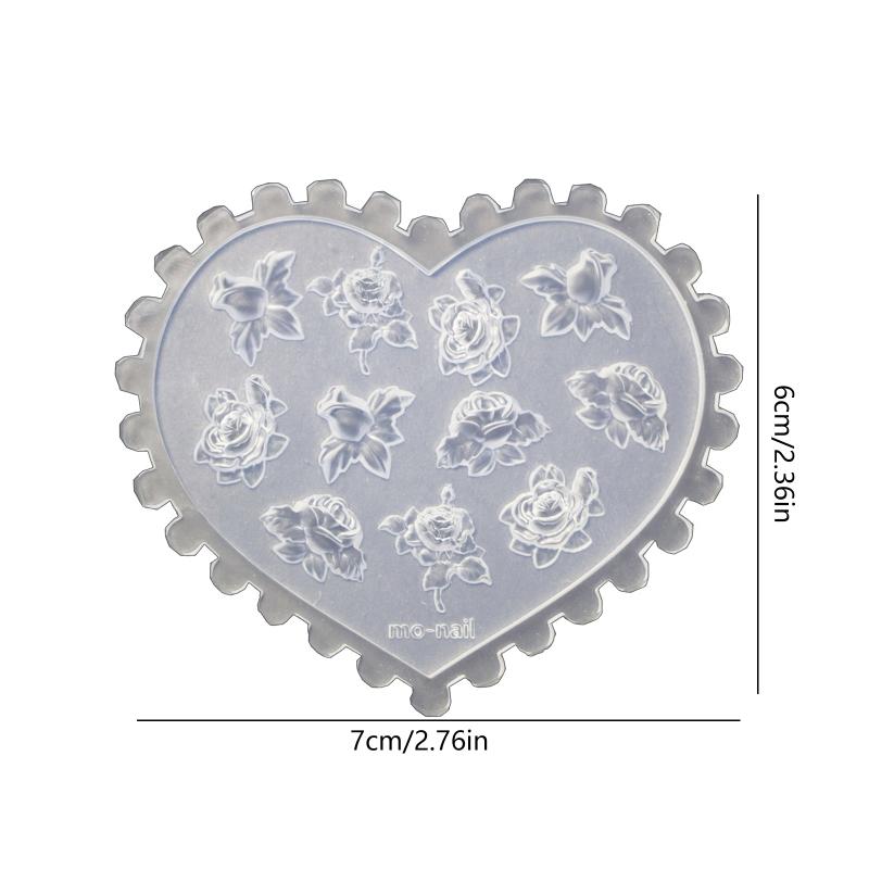 3D Rose Heart Fish Shaped Mold Nail Art Mold Silicone Combination Decorative Mold Nail Art Making Tool Carving Mould