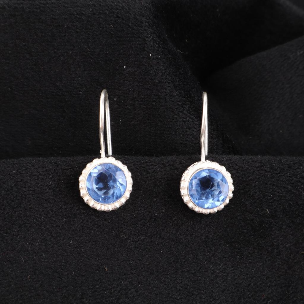 Tanzanit Drahokam 925 Sterlingové Stříbro Šperky Ručně Vyráběné Visací Náušnice 0,93" EE-177-13