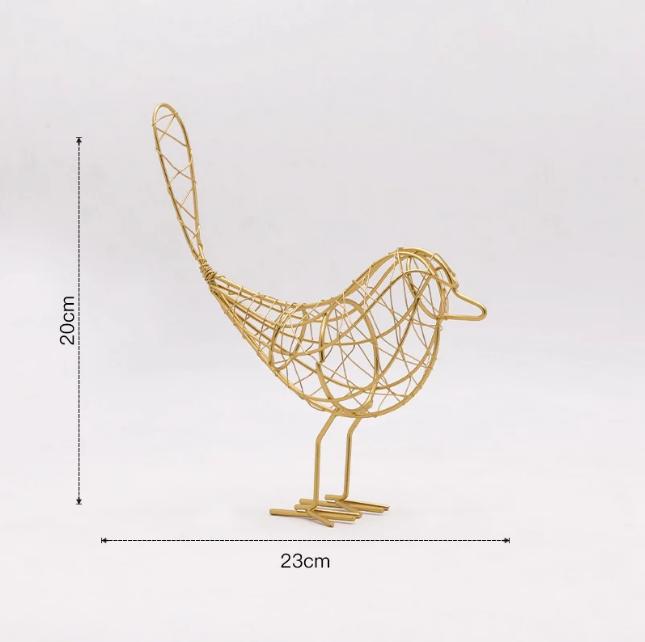 Vintage Metal Wire Bird Figurine Mini Abstract Animal Statue Modern Home Decor Craft for Wedding Birthday Gift To Friends