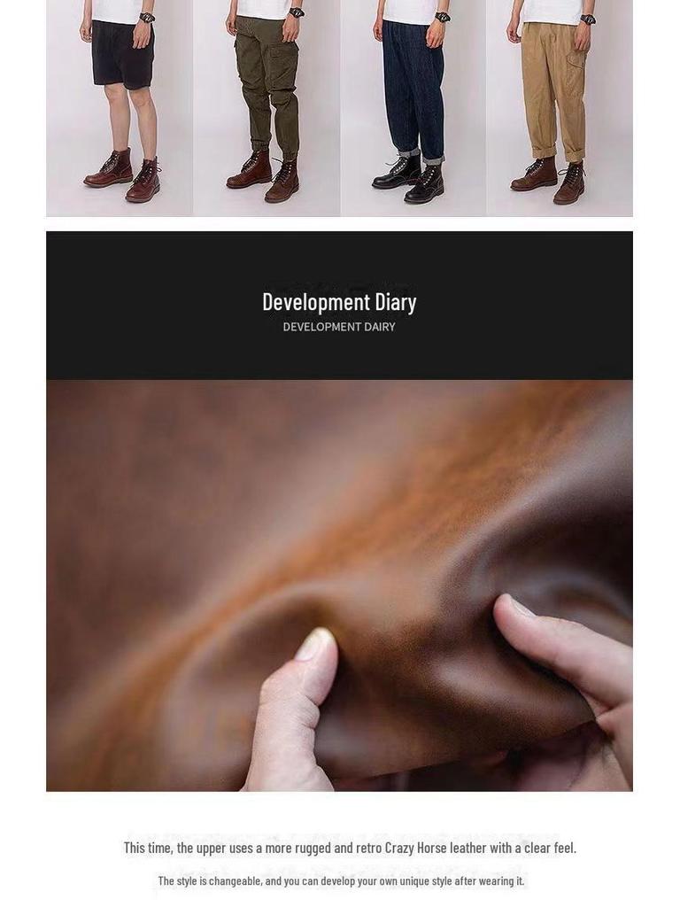 Ami Khaki Martin Crazy Horse Leather Retro Paratrooper Boots for Men & Women