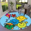 Mr. Men Little Miss Custom Name Round Area Rug,Carpet Rug for Living Room Bedroom Sofa Playroom Decor,Non-slip Floor Mat